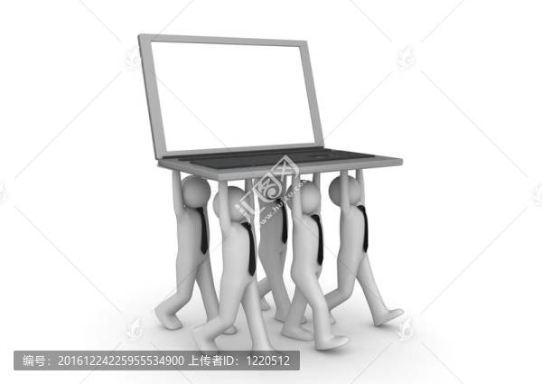 小商人攜帶筆記本電腦-人群收集