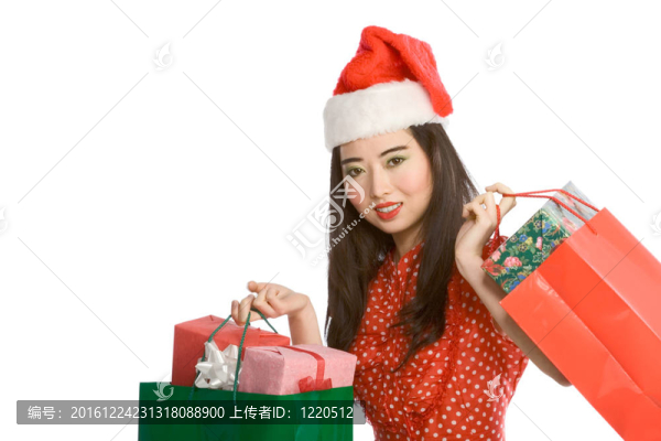 禮品袋亞洲婦女圣誕購物