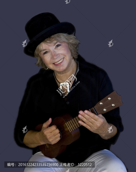 高級女子在Ukelele