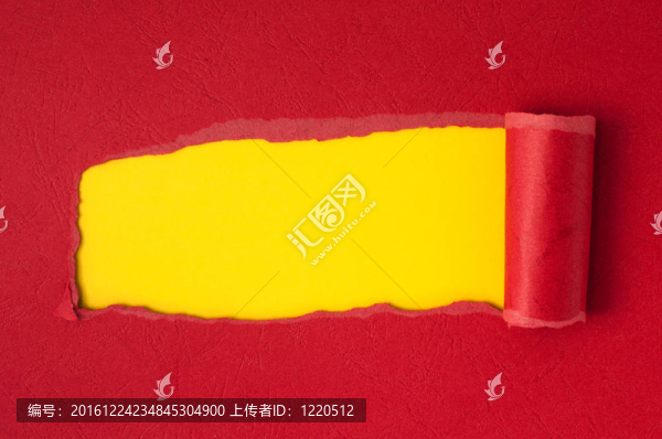 紅色撕紙與黃色空間文字