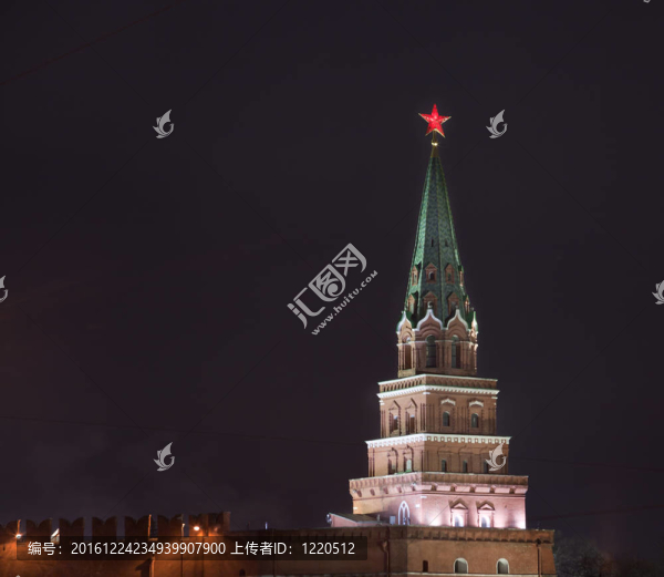 晚上的克里姆林宮borovitskaya塔