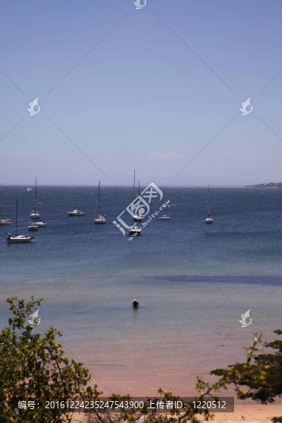 海灘和船景