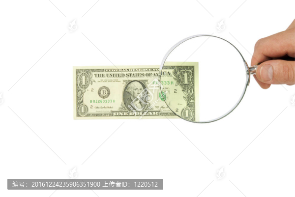 美鈔和手持放大鏡