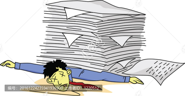 疲倦的人在文書工作