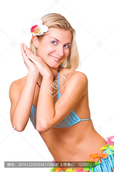 美麗的舞蹈女孩在她的頭發(fā)花