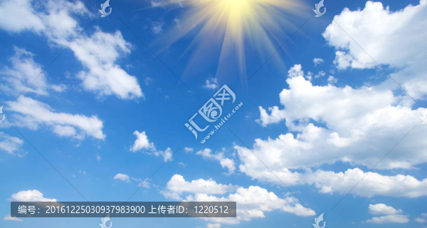 藍(lán)色天空中的太陽。
