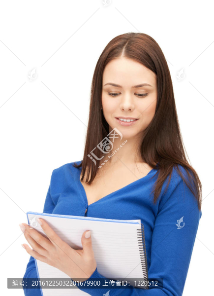 快樂(lè)女人用大記事本