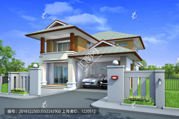 3D渲染；專屬兩層熱帶現(xiàn)代住宅