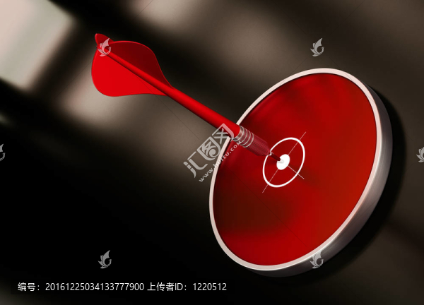 用紅色飛鏢擊中現(xiàn)代目標(biāo)中心的目標(biāo)射擊。圖像是在黑色和棕色背景。圖片的左下方有復(fù)制空間