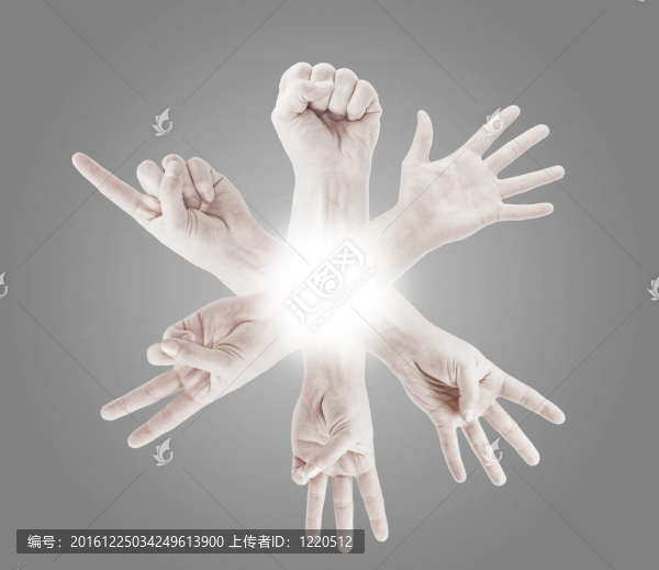 計算人的手（0至5）孤立在白色背景