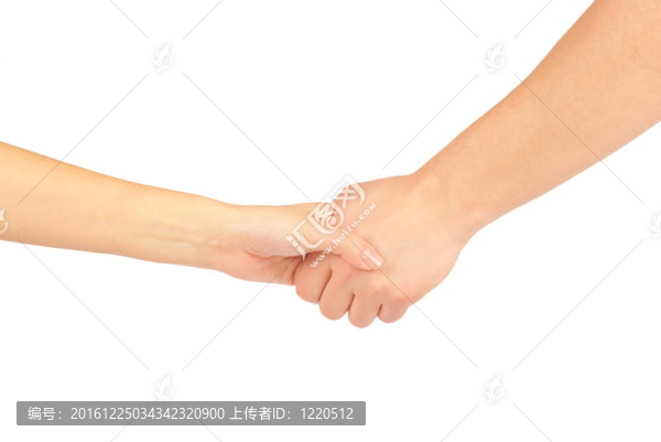 兩個(gè)人握手；男人和女人；在白色上孤立。