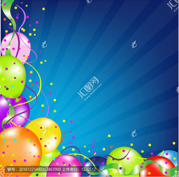 生日氣球和陽光的背景