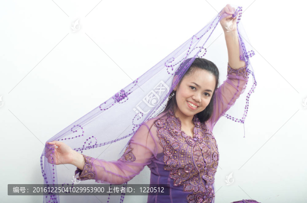 亞洲的泰國(guó)女紫色穆斯林服飾-,banduang