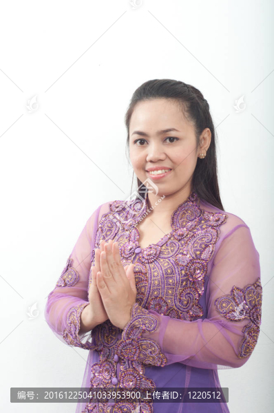 亞洲的泰國女紫色穆斯林服飾-,banduang