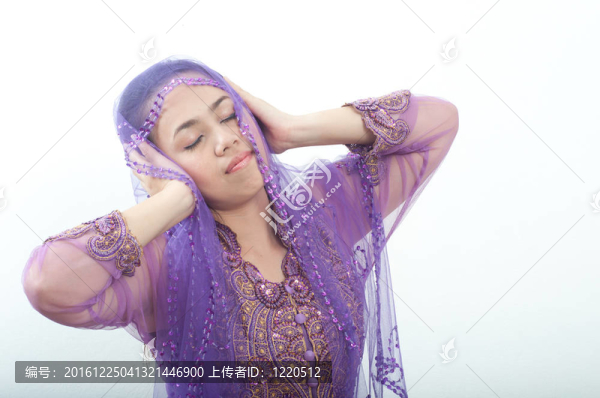 亞洲的泰國女紫色穆斯林服飾-,banduang關(guān)閉EA