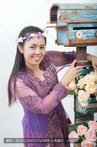 亞洲的泰國(guó)女紫色穆斯林服飾-,banduang