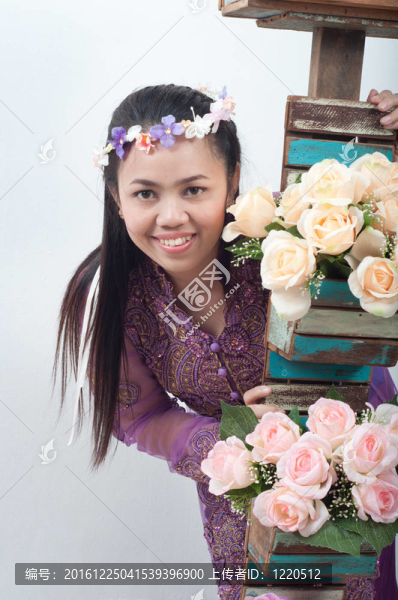 亞洲的泰國(guó)女紫色穆斯林服飾-,banduang