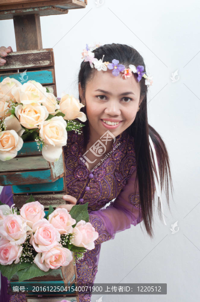 亞洲的泰國(guó)女紫色穆斯林服飾-,banduang
