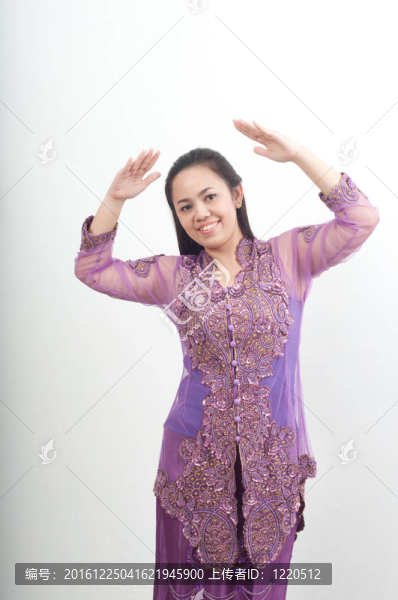 亞洲的泰國(guó)女紫色穆斯林服飾-,banduang