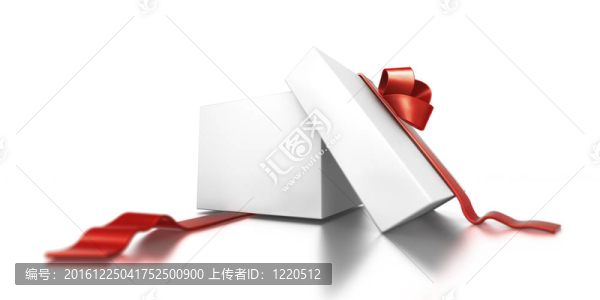 帶紅絲帶的白色禮品盒。