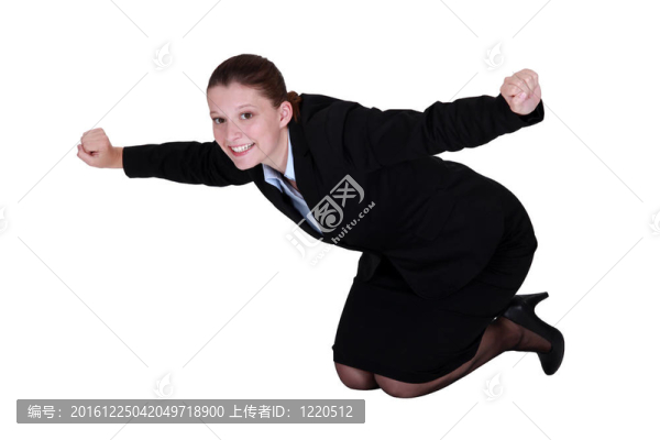 快樂的女商人的手勢