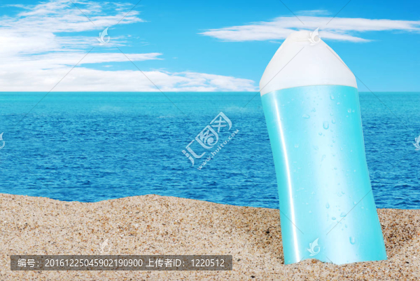 防曬乳液，海灘上的特寫