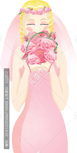 穿粉紅色婚紗的新娘