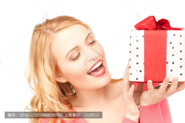 帶禮物盒的快樂女人