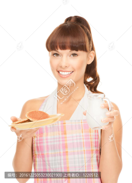 帶牛奶和餅干的家庭主婦
