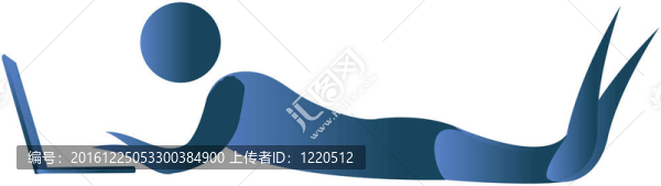 人類躺在筆記本電腦上工作