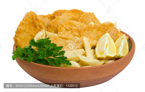 魚；土豆片和土豆餅