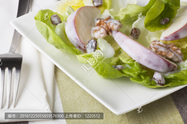 華道夫沙拉上的方板。