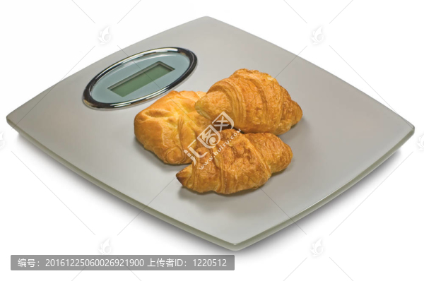 數(shù)字浴室秤和羊角面包；分離