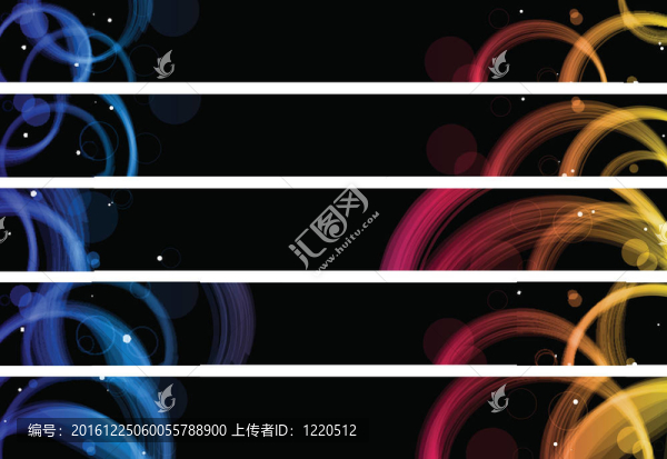 抽象多彩的圈子橫幅。尺寸728X90,PX