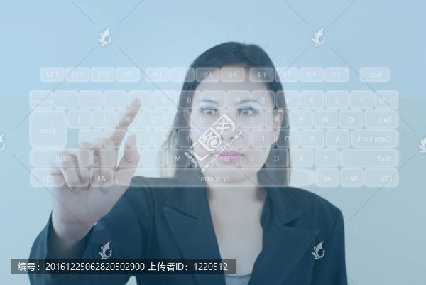 女士推鍵盤鈕。