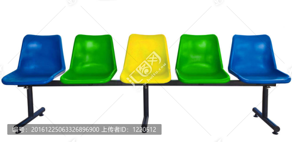 在白色背景上隔離的公共汽車(chē)站的塑料椅子