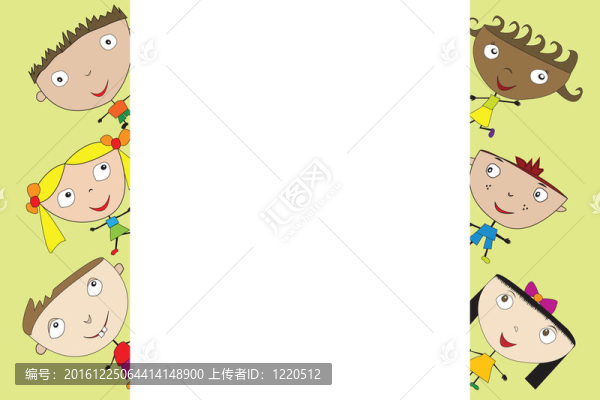 可愛卡通兒童與旗幟