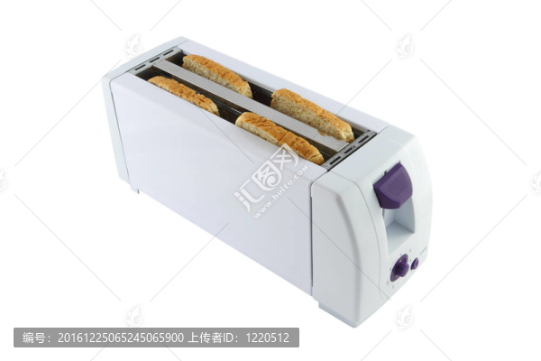 矩形toster和白底面包。