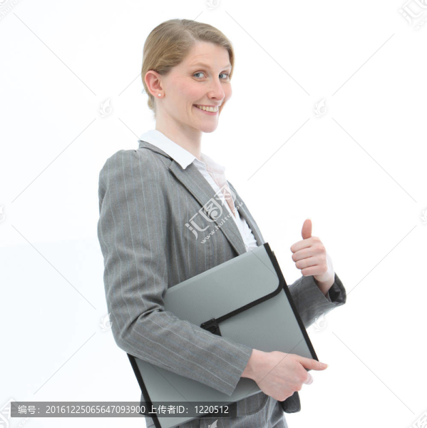 積極的女人豎起大拇指