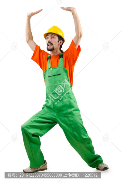建筑工人孤立的白色