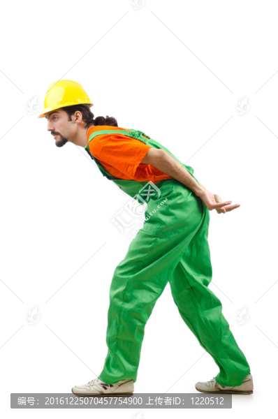 建筑工人孤立的白色