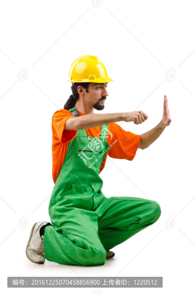 建筑工人孤立的白色