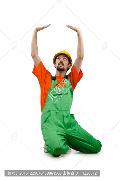 建筑工人孤立的白色