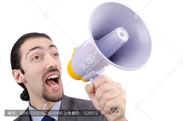 男子大聲喊叫與揚(yáng)聲器
