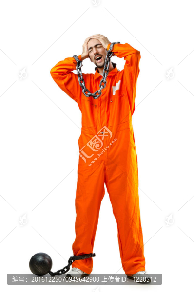 犯人戴著手銬的白色