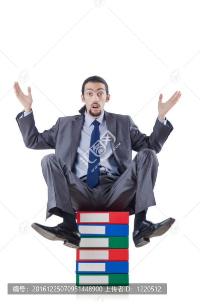 商人與許多文件夾的白色