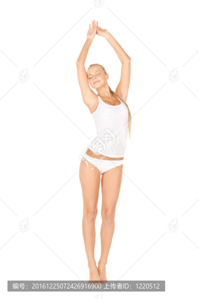 美麗的女人在棉花undrewear