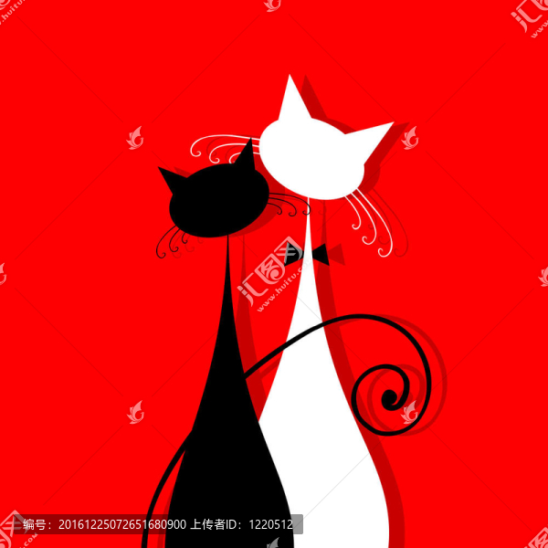 夫婦貓在一起；剪影為您設(shè)計