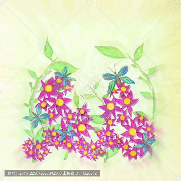 蝴蝶花卉插圖。