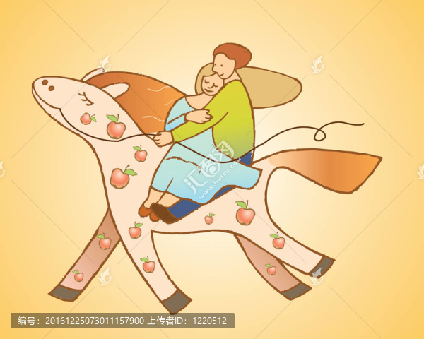 騎在馬上的恩愛夫妻